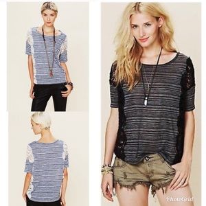 Free People | We The Free | Striped Lace T Shirt
